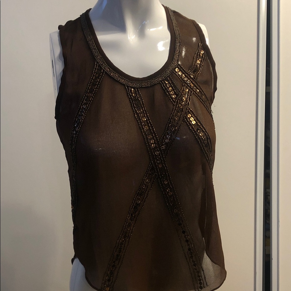 Solitaire Brown Camisole with Sequin Accents